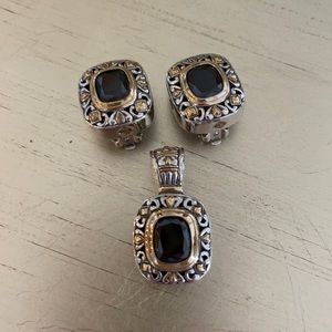 Clip earrings with matching pendant for necklace.